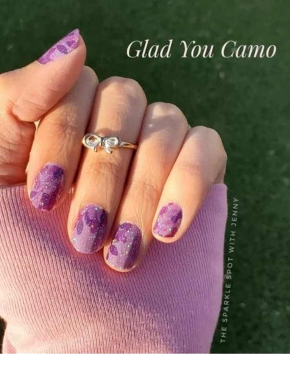 Color Street Nail Polish Strips GLAD YOU CAMO purple floral glittery FDG397 NEW